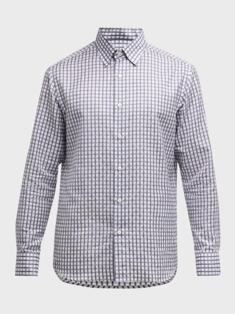 Men's Cotton-Linen Check Sport Shirt
