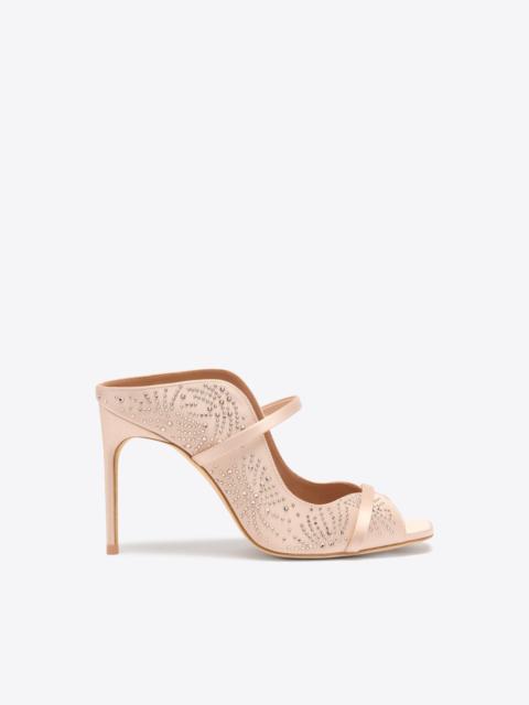 MALONE SOULIERS Noah 90 Pink Crystal-Embellished Satin Heeled Sandals
