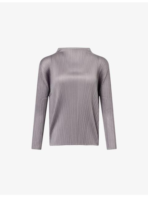 Pleats Please Issey Miyake Slim-Fit Long-Sleeves Knitted Top