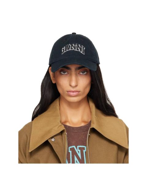 GANNI Black Washed Cotton Cap