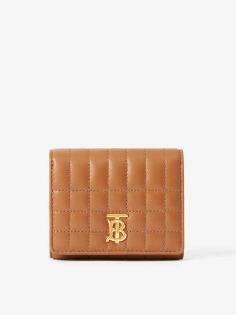 Check and Two-tone Leather Card Case in Dark Birch Brown