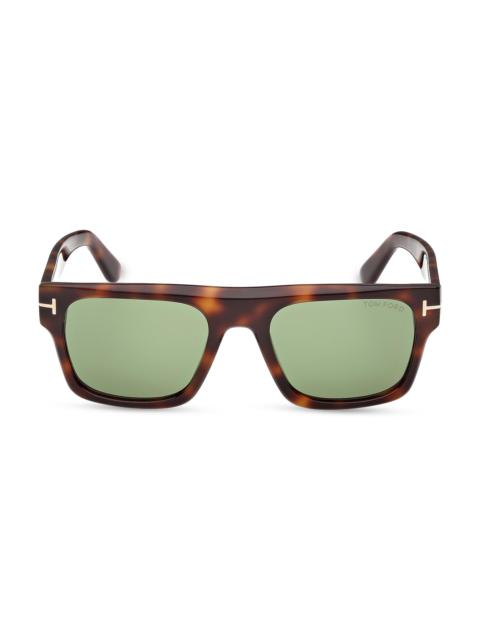 TOM FORD Men's Cyrus 53MM Square Tortoiseshell Sunglasses - Brown Green