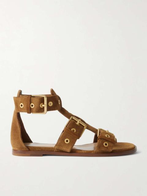 Gianvito Rossi Buckled suede sandals Camel