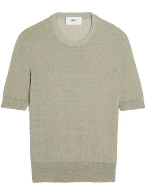 AMI Paris textured round-neck knitted top