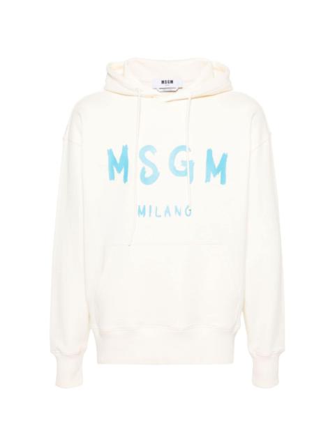 MSGM logo-print cotton hoodie