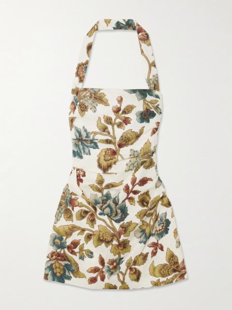 SIR. Floral-print Linen Halterneck Mini Dress
