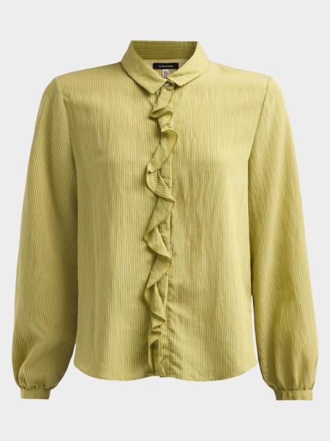 R13 Pinstriped Ruffle Blouse