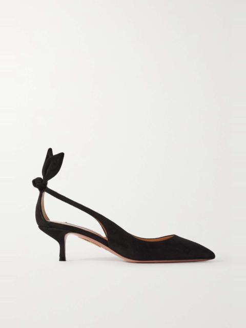 AQUAZZURA Forbidden Love 35 suede-trimmed mesh pumps