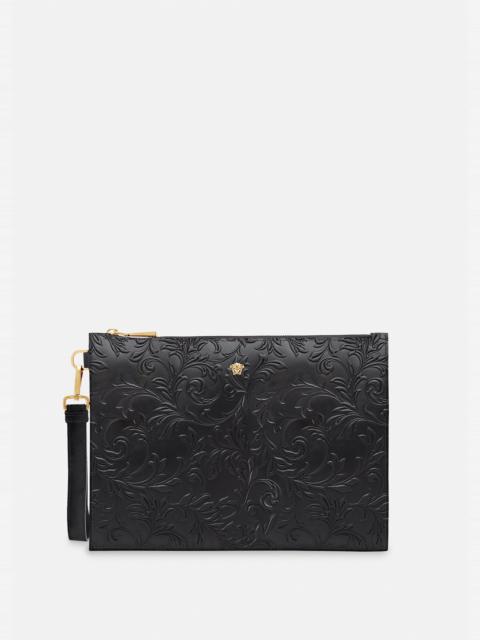 VERSACE Large Embossed Barocco Zip Pouch