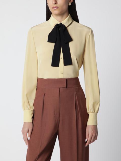 Valentino Light Beige Silk Bow Shirt