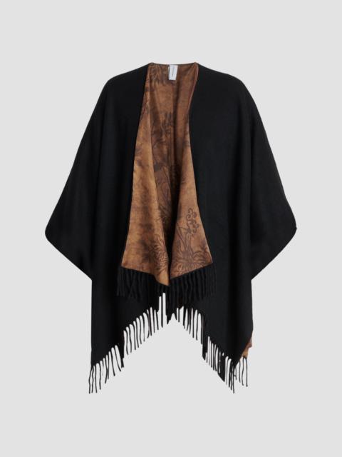 FERRAGAMO Women's Floral Cashmere-Blend Reversible Cape - Blackyellow