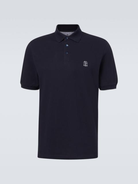 Brunello Cucinelli Embroidered cotton piqué polo shirt