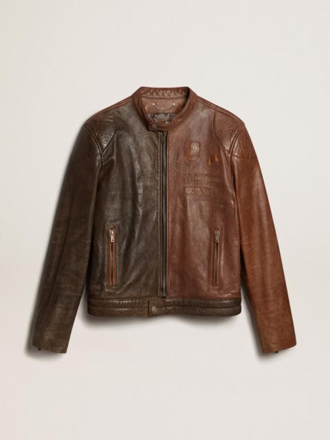 Golden Goose Biker-inspired brown nappa leather jacket