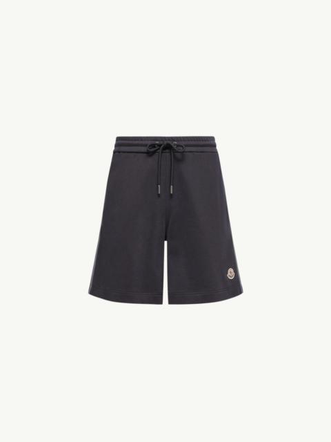 Moncler Striped Trim Cotton Fleece Shorts