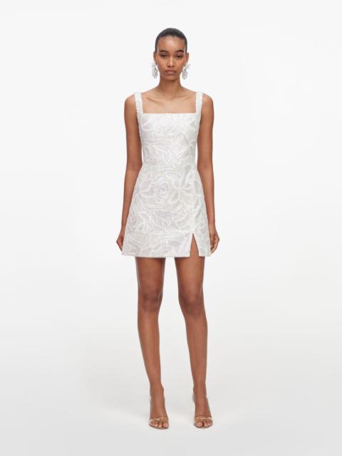 self-portrait White Sequin Lace Mini Dress