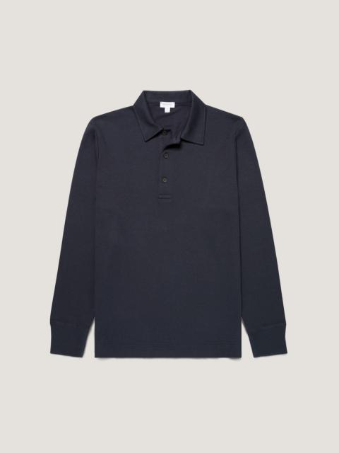 Sunspel Long Sleeve Cellulock Polo Shirt