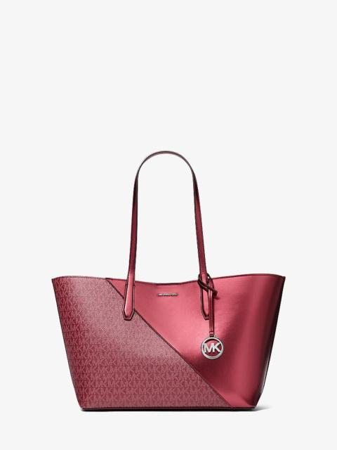 MICHAEL KORS Avalon Medium Metallic and Signature Logo Tote Bag