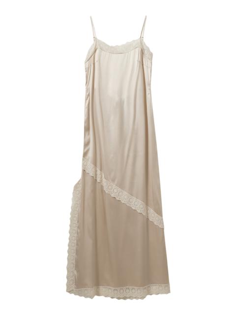 The Garment Cata Lace-Trimmed Stretch-Silk Maxi Dress white