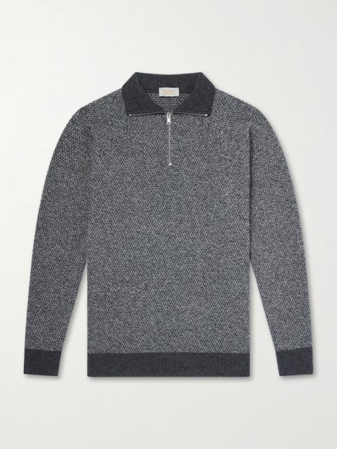 JOHN SMEDLEY Recycled-Cashmere and Wool-Blend Half-Zip Sweater