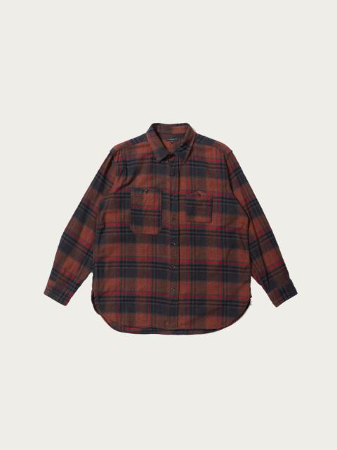 Engineered Garments Work Shirt - Orange/Red Cotton Plaid Flannel