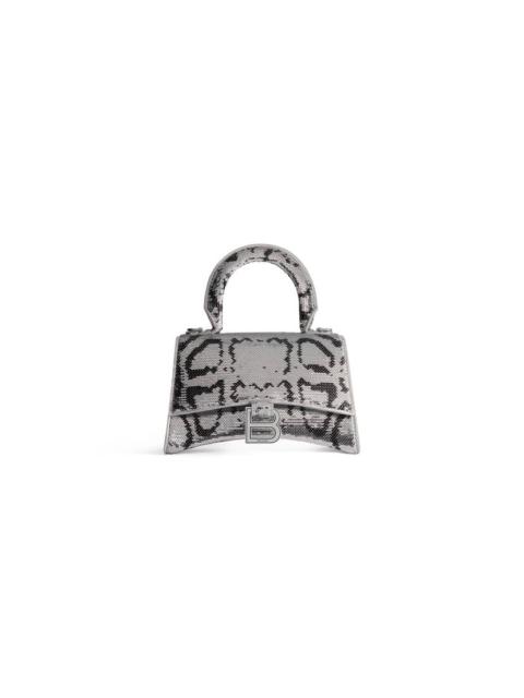 BALENCIAGA Women's Hourglass Xs Handbag With Chain Embroidery in Silver