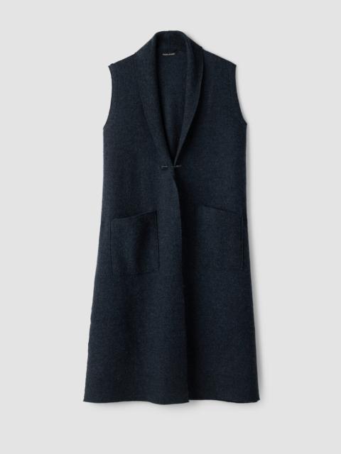 EILEEN FISHER Lightweight Boiled Wool Shawl Collar Vest in Regenerative Wool