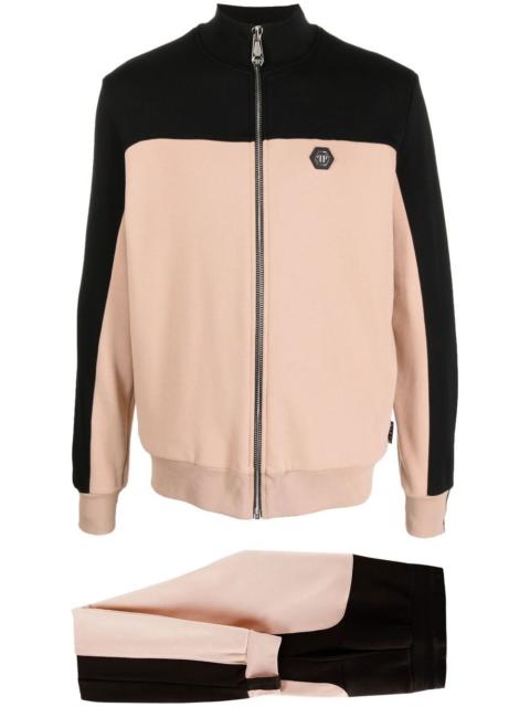 logo-print two-tone tracksuit set