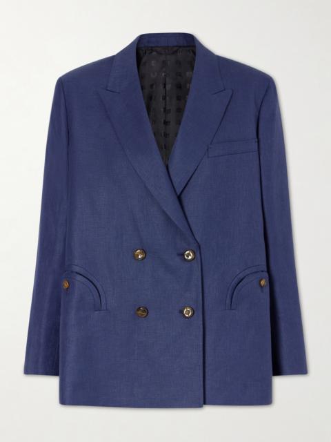 BLAZÉ MILANO Nightbreak Double-breasted Linen, Wool And Silk-blend Blazer