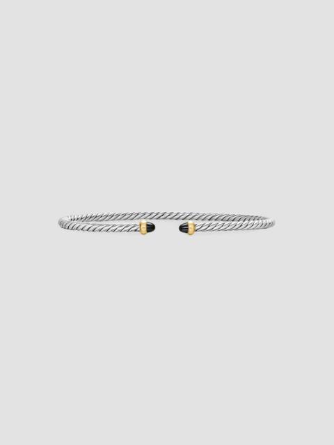 DAVID YURMAN Women's Micro Cable Flex Bracelet in Sterling Silver - Black Onyx