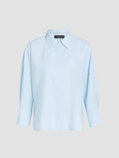 FABIANA FILIPPI Women's Bistretch Wool Tulle-Trim Button-Front Shirt - Acqua