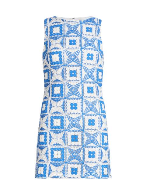 Alice + Olivia Women's Clyde Geometric Cotton-Blend Minidress - Blue Iris
