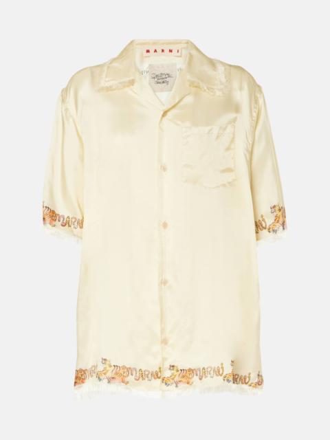 Printed satin shirt