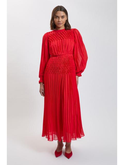 KAREN MILLEN Pleated Beaded Detail Balloon Sleeve Maxi Dress