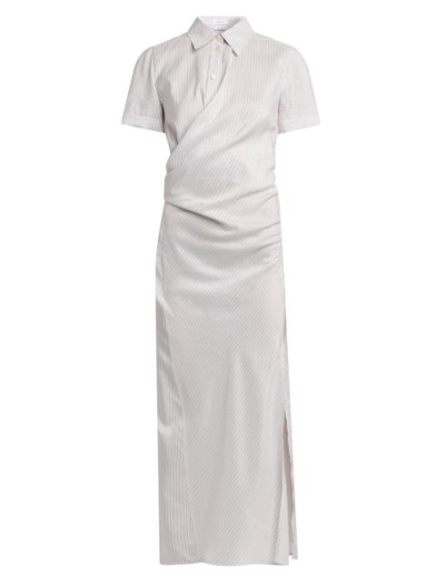 Alexander McQueen Women's Striped Silk Drape Shirtdress - White Beige