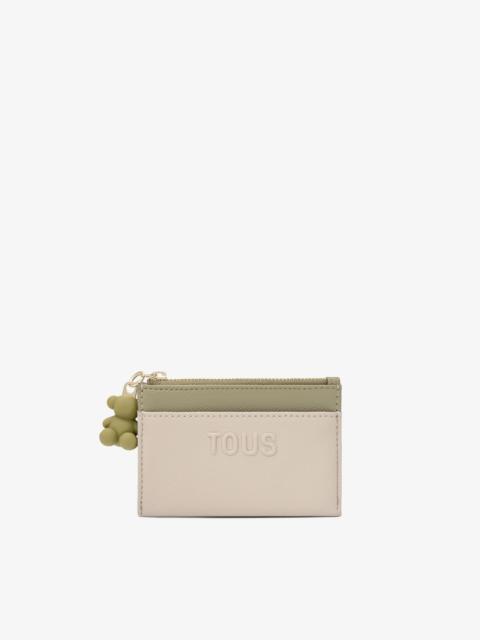 TOUS Taupe and green-colored Change purse-cardholder TOUS Audree Saffiano