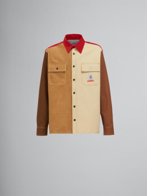 Marni MARNI X CARHARTT WIP - BROWN COLOUR-BLOCK OVERSHIRT