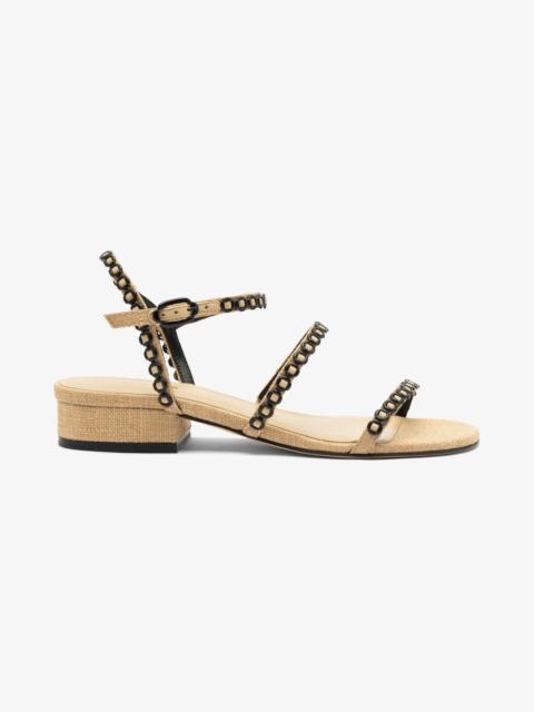 Larroudé Milanina Flat Sandal In Beige Raffia