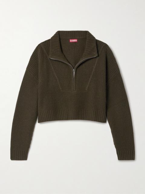 STAUD Hampton Cropped Ribbed Cashmere Sweater