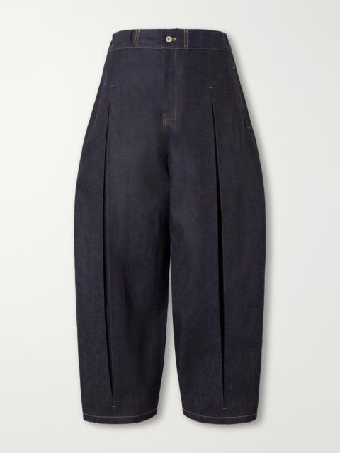 sage NATION Barrel-Leg Pleated Jeans