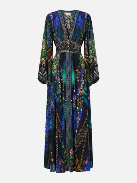 CAMILLA KIMONO SLEEVE DRESS WITH SHIRRING DETAIL