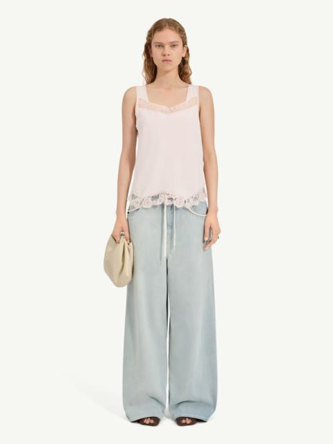 Mirrored lace slip top