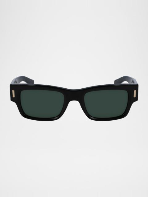 FERRAGAMO Men's Rivets Acetate Rectangle Sunglasses, 53mm