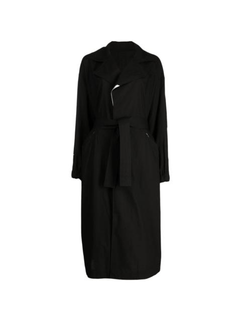 Yohji Yamamoto belted cotton trench coat