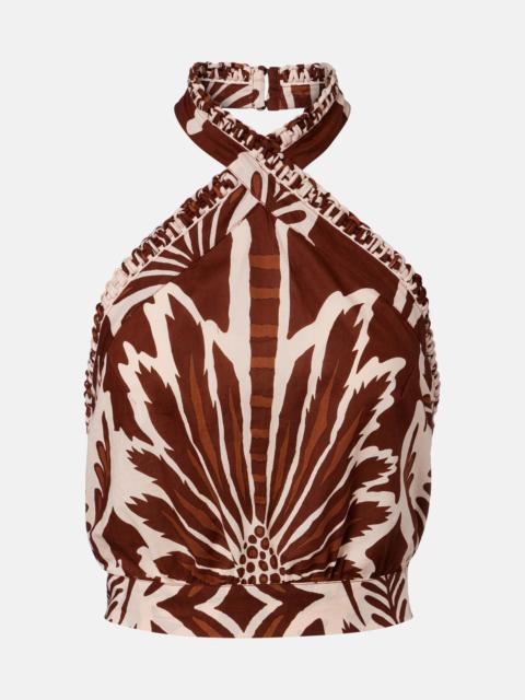 Poupette St Barth Suma printed cotton crop top