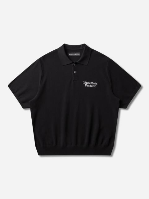 WACKO MARIA Men's Knit Polo Shirt Black