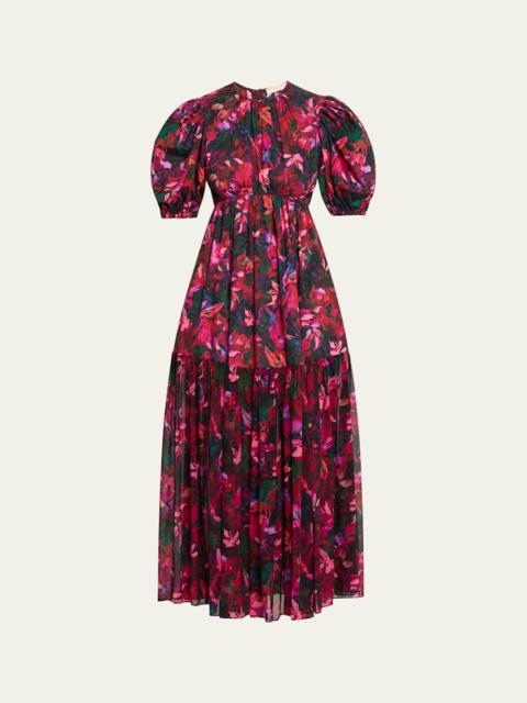 ULLA JOHNSON Collage Hibiscus Midi Dress