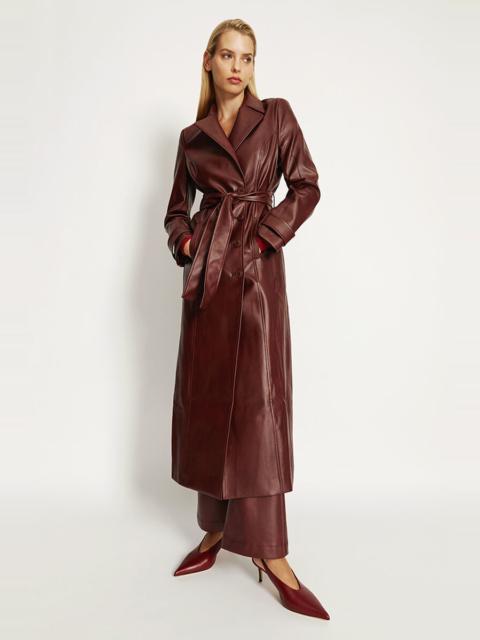 BARDOT Vegan Leather Longline Coat In Burgundy