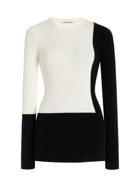 Colorblock Ribbed-Knit Sweater black/white