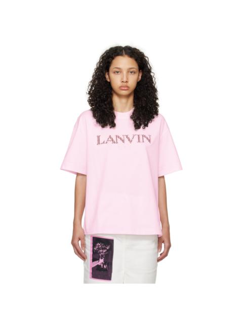 Pink Oversized Embroidered Curb T-Shirt