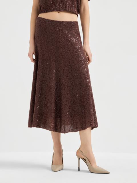 Brunello Cucinelli Linen, cashmere and silk dazzling texture knit skirt